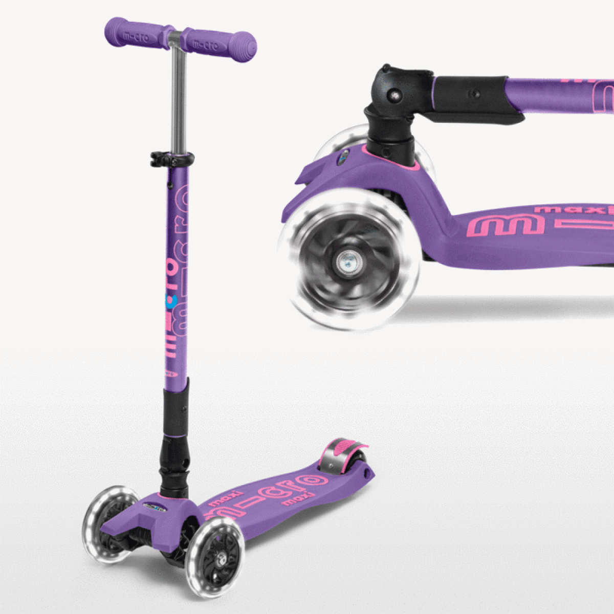 MAXI MICRO DELUXE FOLDABLE LED SCOOTER Purple MMD100 ArgosyToys.co.uk