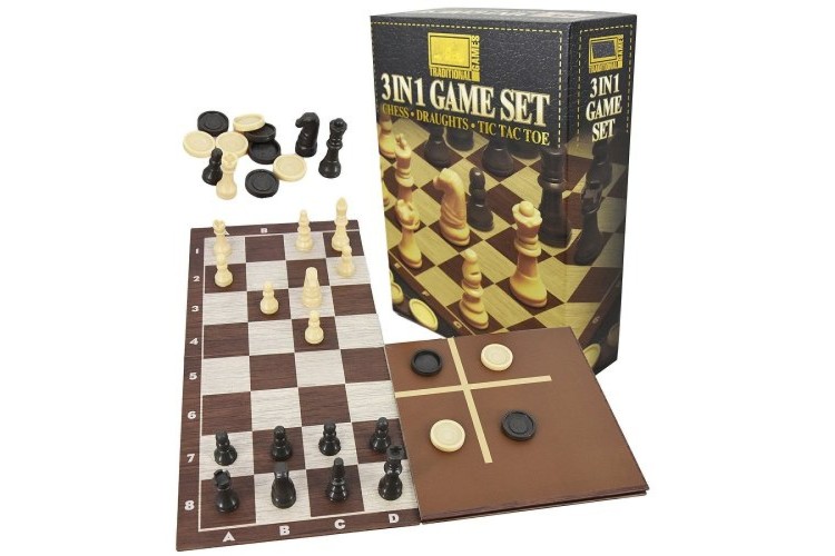 3 in 1 Game Set - Chess Draughts Tic Tac Toe TY9798