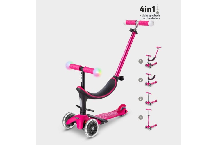 Micro Scooter 4 in 1 Mini 2 Grow Deluxe Magic LED - Pink MMD359