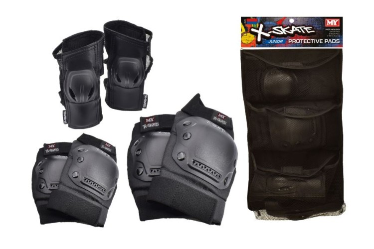 6 Piece Kids Pad Wrist Knee And Elbow Set Black Large TY6800