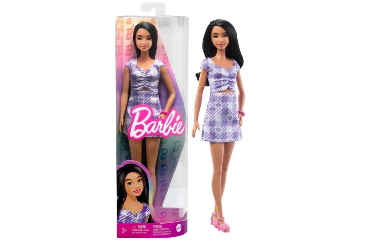 Barbie Fashionistas Doll - 199 Black Hair Tall Body Purple Dress FBR37/HPF75