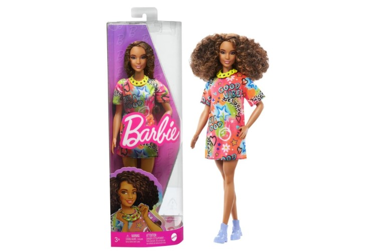 Barbie Fashionistas Doll - 201 Brunette With Grafitti Dress FBR37/HPF77