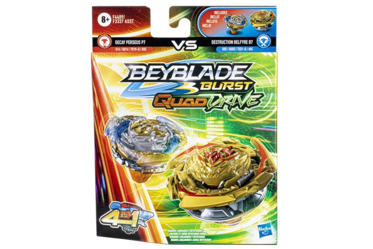 Beyblade Burst Quad Drive Dual Pack - Decay Perseus P7 vs Destruction Belfyre B7