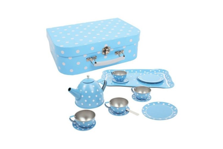 Bigjigs Blue Polka Dot Tea Set & Case BJ614