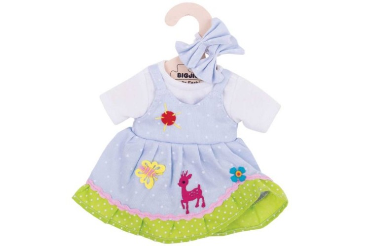 Bigjigs Blue Spotted Dress With Deer Doll Accessory BJD513