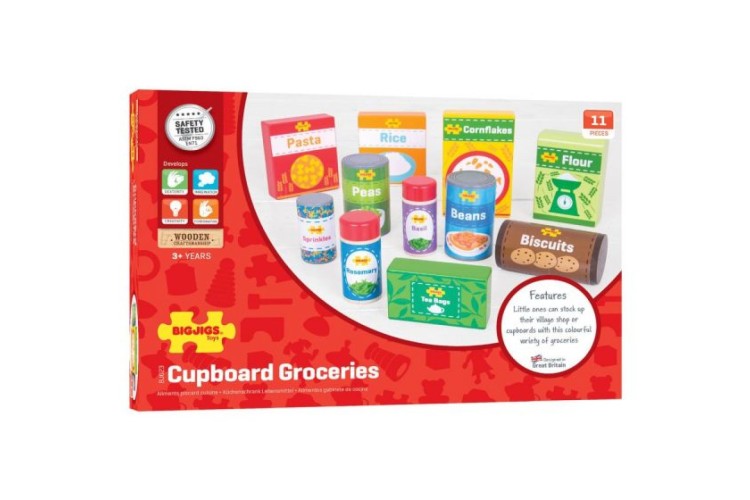 Bigjigs Cupboard Groceries Wooden Food BJ623