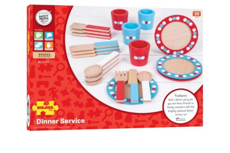 Bigjigs Dinner Service Wooden Playset (20 Pieces) BJ617