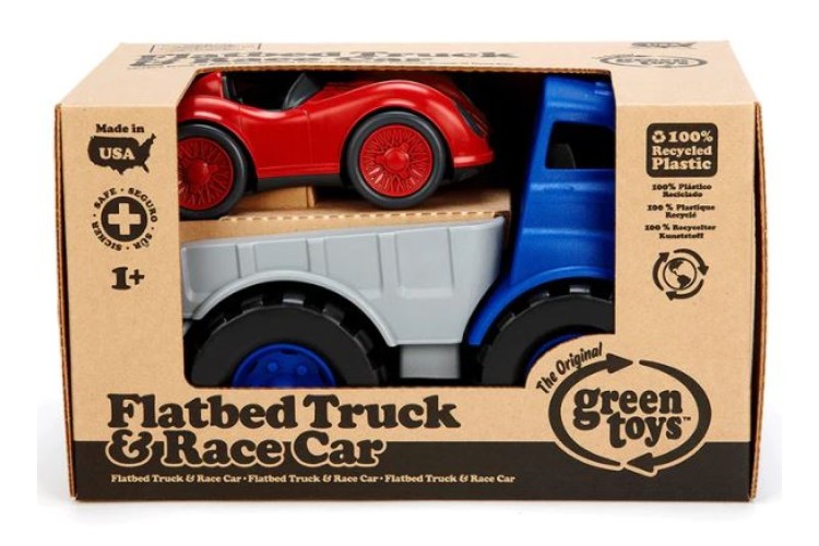 Bigjigs Green Toys Flatbed Truck & Race Car GTFLRA1481