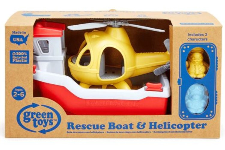 Bigjigs Green Toys Rescue Boat & Helicopter GTRBH11155