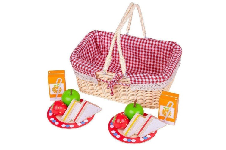 Bigjigs Picnic Basket Wooden Food Set BJ438