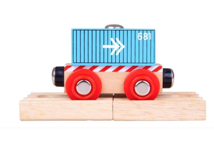 Bigjigs Rail - Container Wagon Blue BJT486