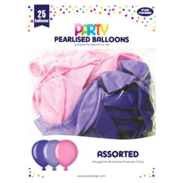 25 Party Balloons - Pink & Purple