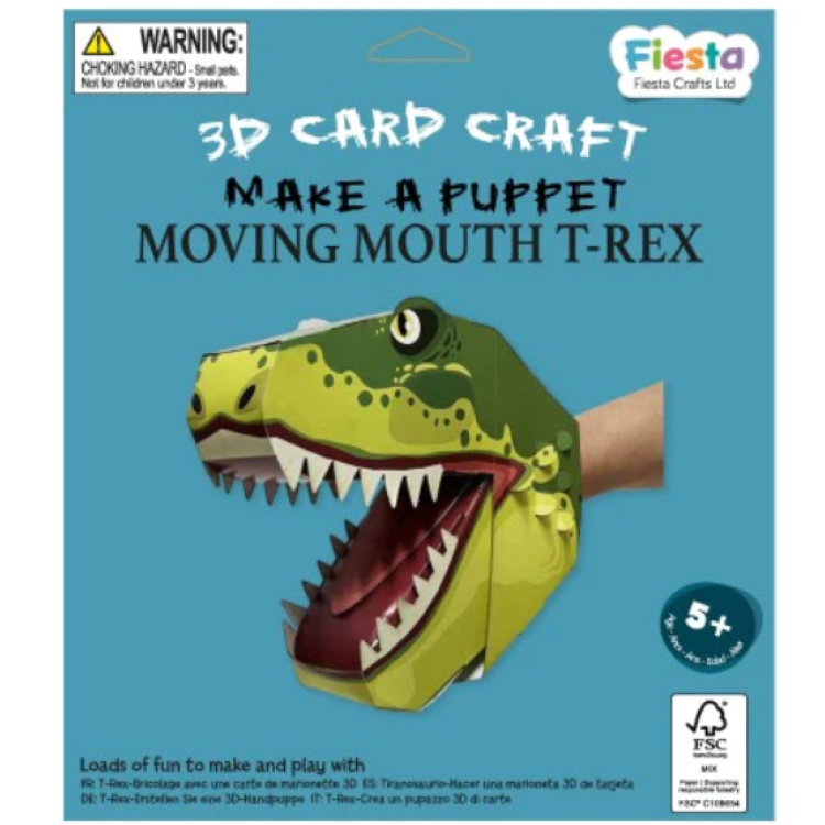 DN Fiesta Crafts 3D Card Craft - Make A Puppet Moving Mouth T-Rex