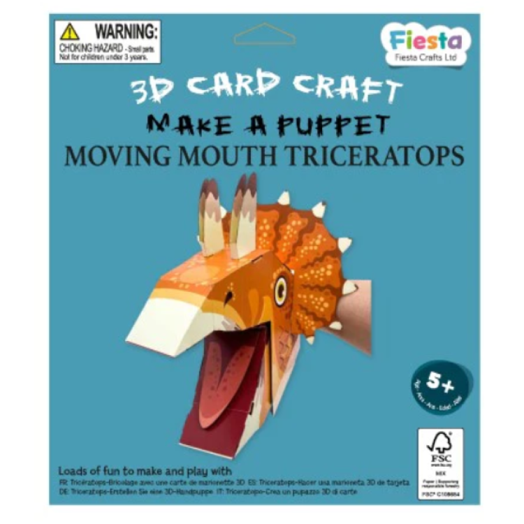 Fiesta Crafts 3D Card Craft - Make A Puppet Moving Mouth Triceratops