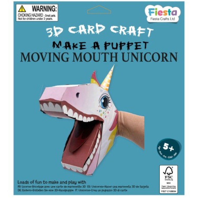 Fiesta Crafts 3D Card Craft - Make A Puppet Moving Mouth Unicorn