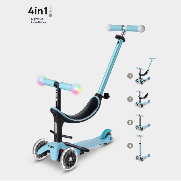 Micro Scooter 4 in 1 Mini 2 Grow Deluxe Magic LED - Blue MMD358 in store or click and collect only from our shop in Westcliff on Sea, Essex.