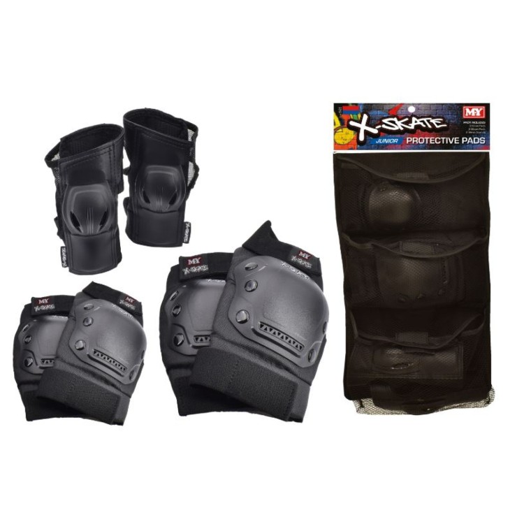 KTL 6 Piece Kids Pad Wrist Knee And Elbow Set Black Medium TY6798