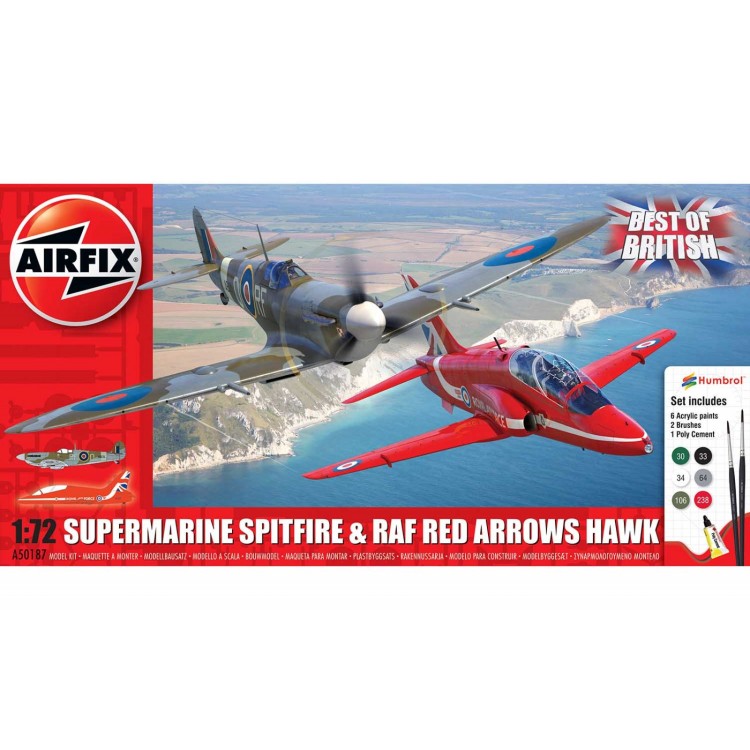 Airfix 1:72 Best of British Supermarine Spitfire & RAF Red arrows Hawk A50187