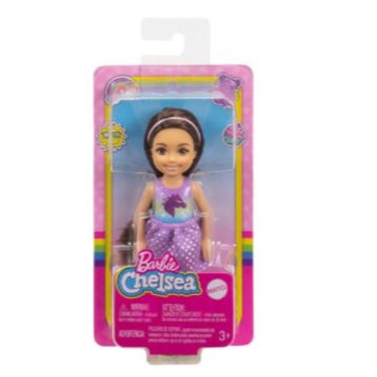 Barbie Chelsea Doll Assortment DWJ33 BRUNETTE PURPLE UNICORN TOP