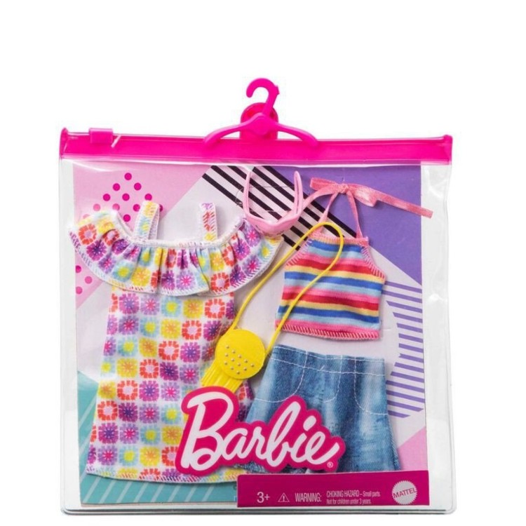 Barbie Fashion 2 Pack - Floral Dress & Striped Halterneck GRC91