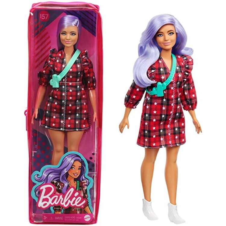 Barbie Fashionistas Doll 157 GRB49 Flannel Shirt, Purple Hair