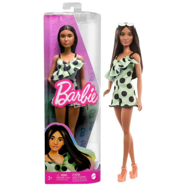 Barbie Fashionistas Doll - 200 Brunette With Polka Dot Romper FBR37/HPF76