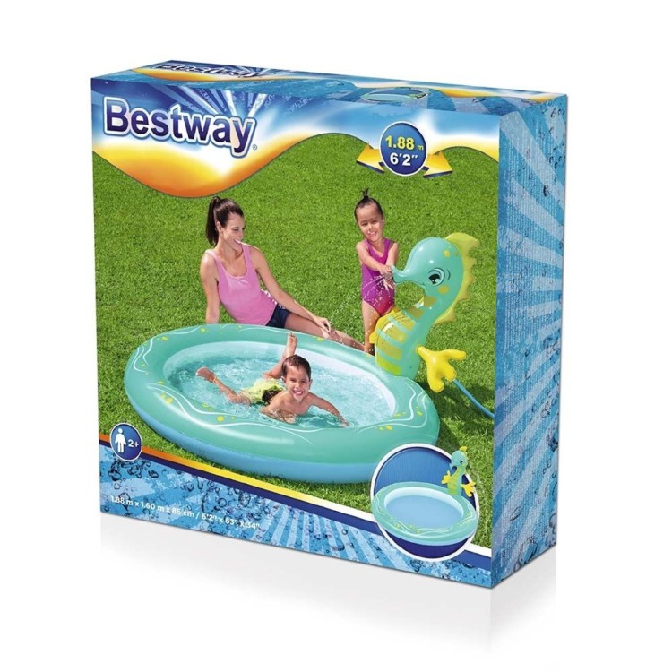 Bestway 1.88m x 1.60m x 86cm Seahorse Sprinkler Pool 53114
