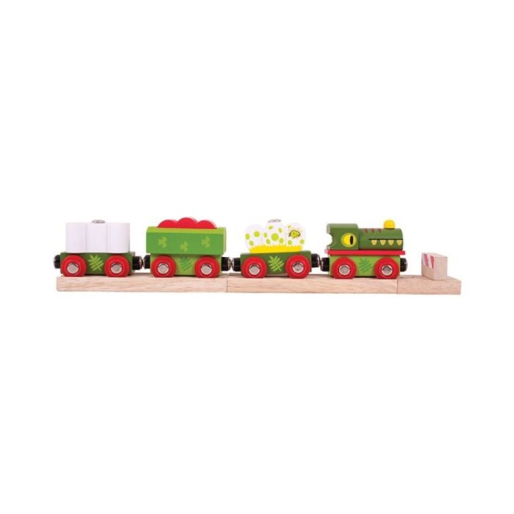 Bigjigs Wooden Dinosaur Train Railway Engine and Carriages BJT465