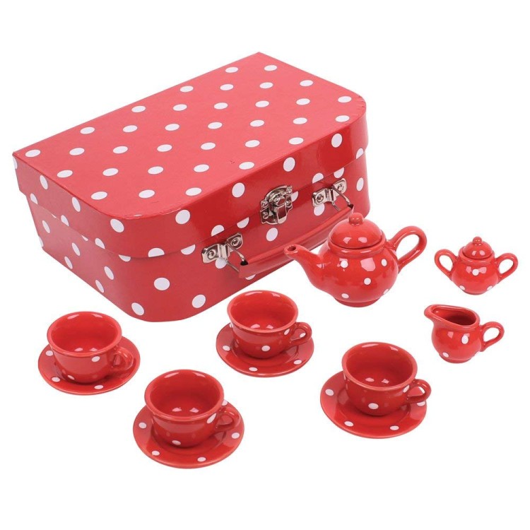 Bigjigs Red Polka Dot Porcelain Tea Set BJ613