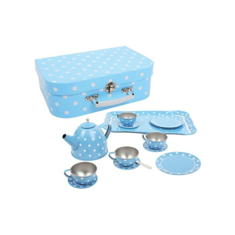 Bigjigs Blue Polka Dot Tea Set & Case BJ614