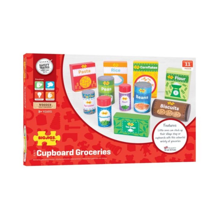 Bigjigs Cupboard Groceries Wooden Food BJ623