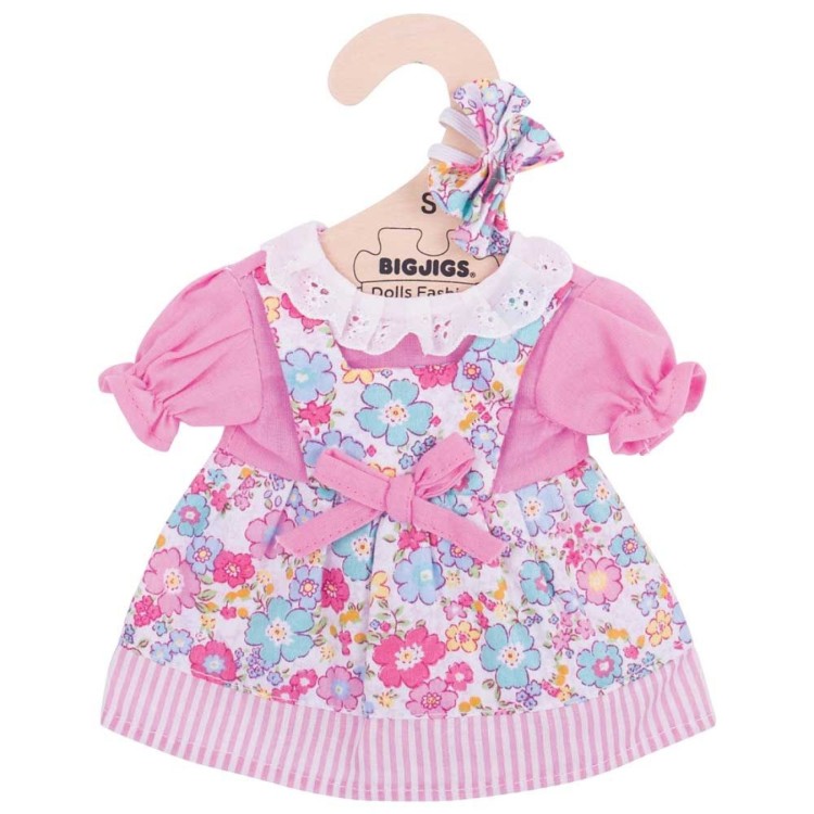 Bigjigs Doll Outfit Pink Floral Dress BJD501