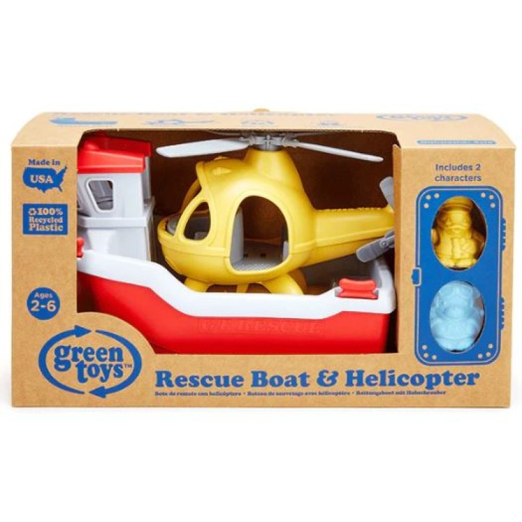 Bigjigs Green Toys Rescue Boat & Helicopter GTRBH11155