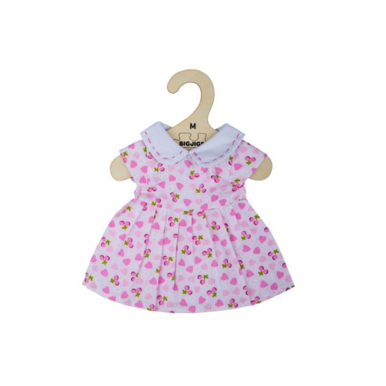 Bigjigs Medium Pink Dress With Hearts Doll Accessory BJD541