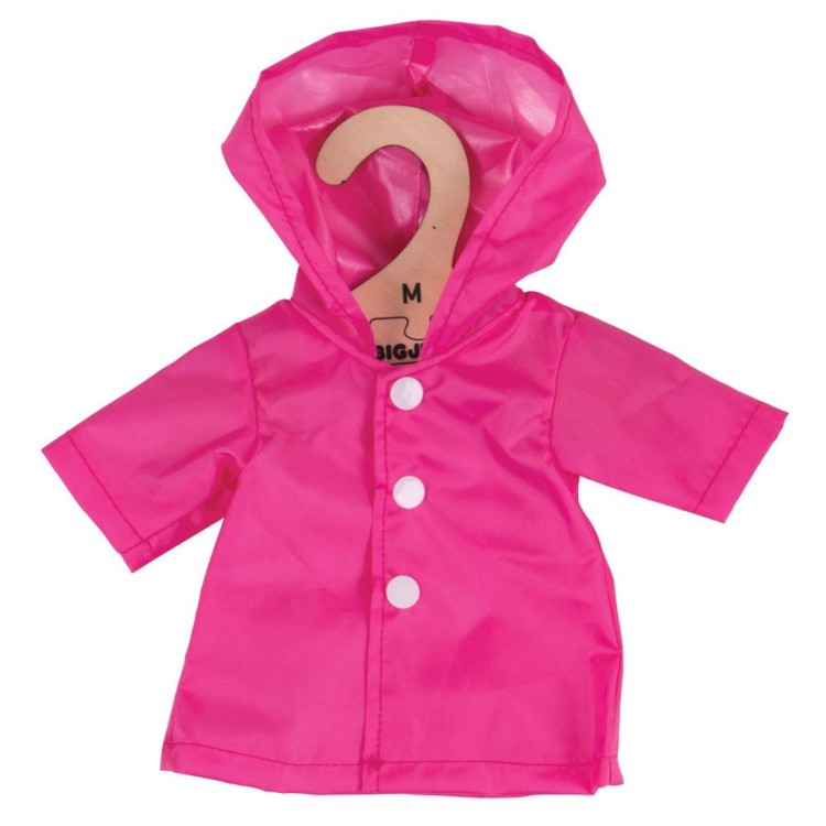 Bigjigs Doll Medium Pink Raincoat BJD532