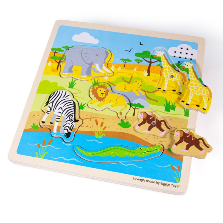 Bigjigs Wooden Sound Puzzle - Safari 34034