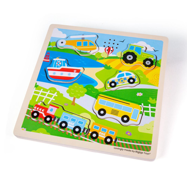 Bigjigs Wooden Sound Puzzle - Vehicles 34032