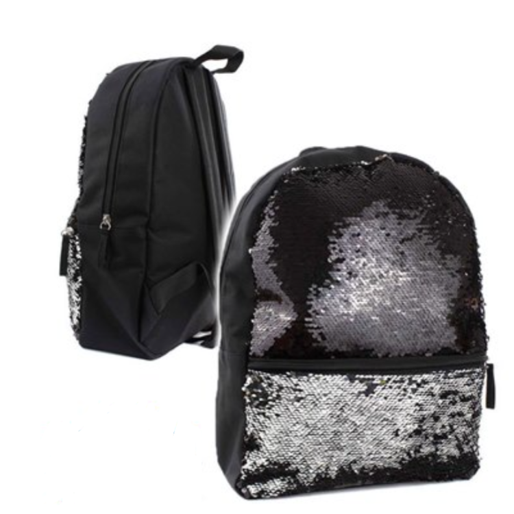 Black / Silver Reversible Sequin Large Backpack