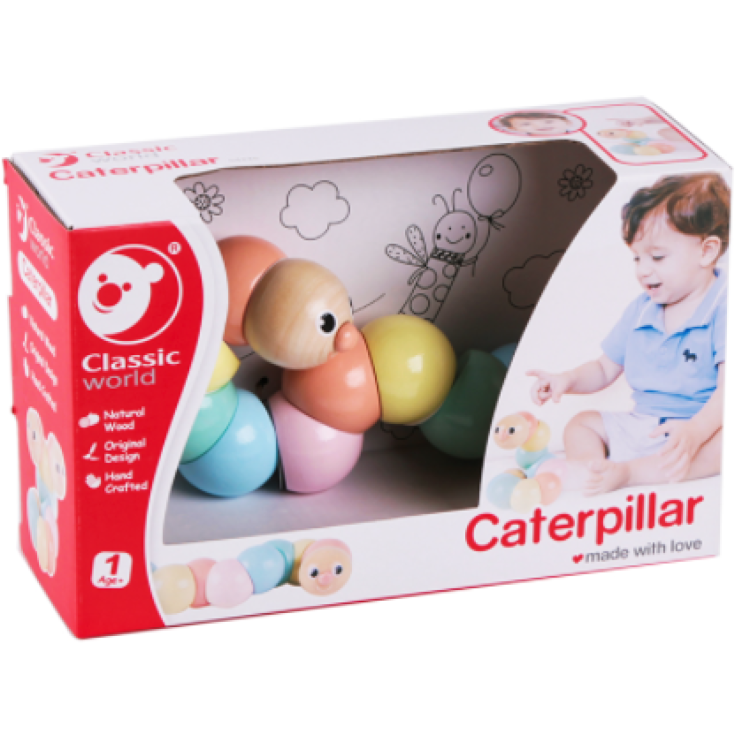 HC Classic World Wooden Twisty Caterpillar pastel colours 54235 12m+