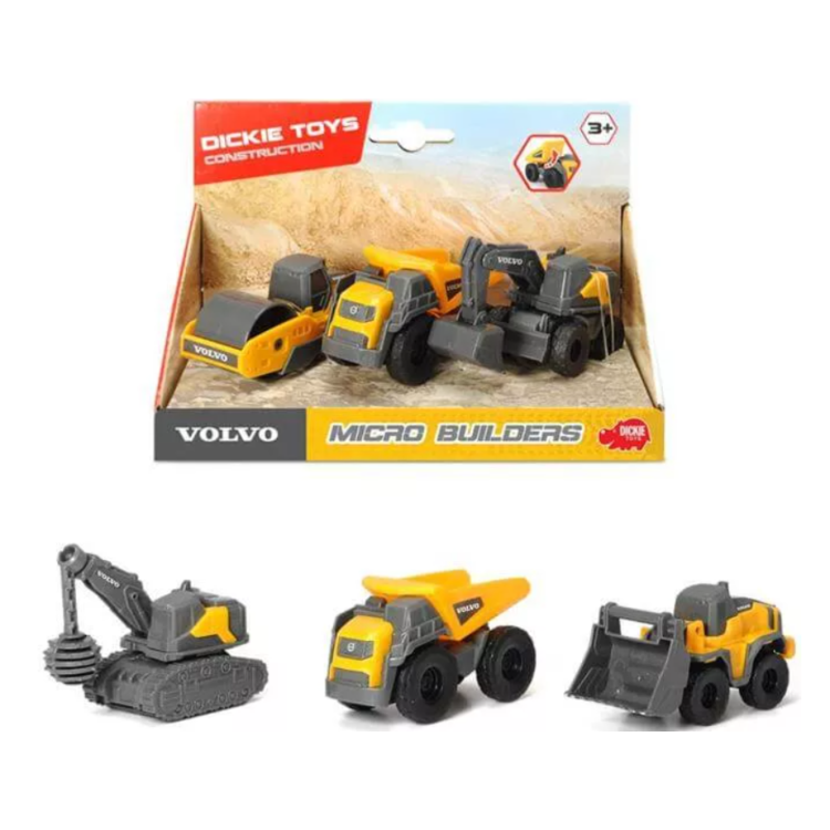 Dickie Toys Construction Volvo Micro Builders 3 Pack Assorted