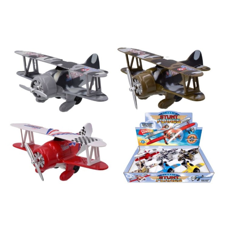 KTL Die Cast Pull Back Classic Stunt Planes Assorted - One Supplied TY0117