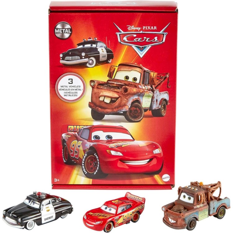 Mattel Disney Pixar Cars Diecast 3 Pack - Lightning Mcqueen, Mater & Sheriff