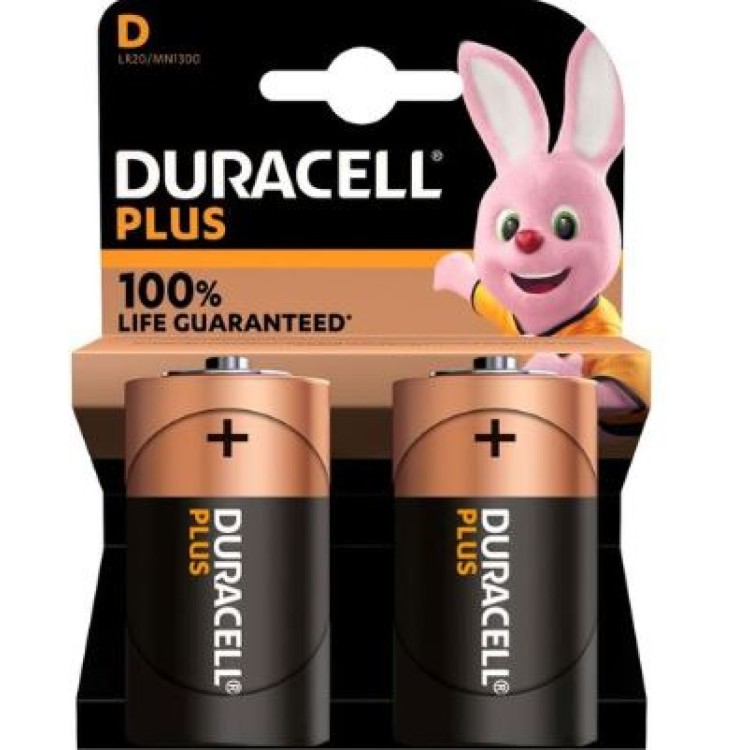Duracell Plus D Battery 2 Pack 