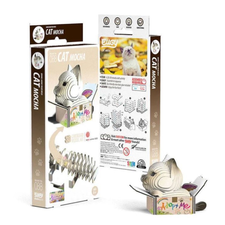 Eugy 3D Cardboard Model Kit - 088 Cat Mocha