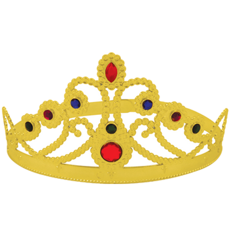 Flexible Plastic Gold Crown With Jewels Queen Multi-size