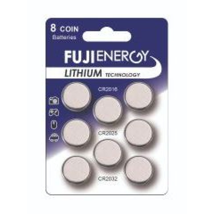 Batteries Fuji Energy 8 Lithium Coin Battery Pack (CR2032x4) (CR2025x2) (CR2016x2)