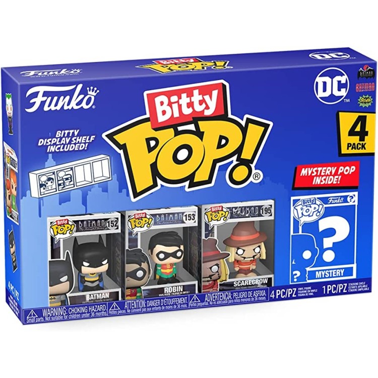 Funko Bitty Pop! DC 4 Pack - Batman, Robin, Scarecrow, Mystery Bitty