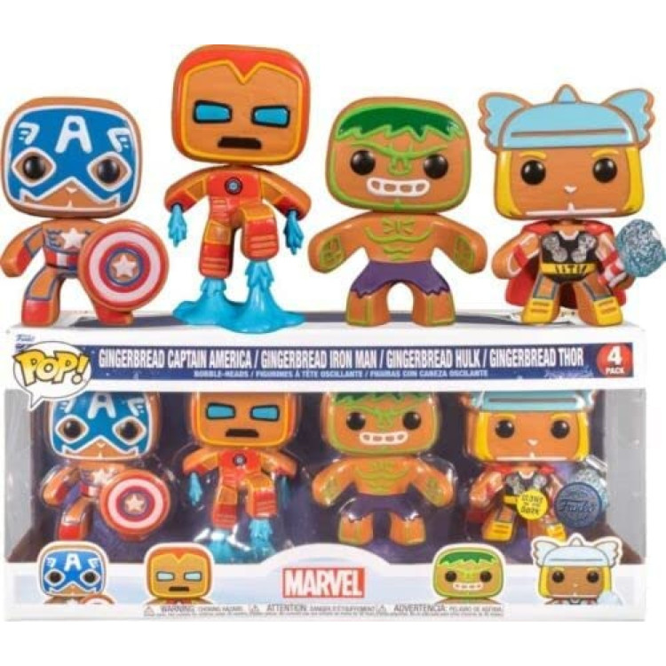 Funko Pop! Marvel Avengers 4 Pack Gingerbread Captain America, Iron Man, Hulk & Thor