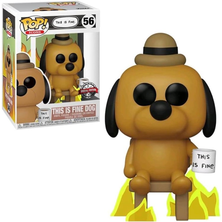 Funko Pop This Is Fine 56 This Is Fine Dog Entertainment Earth Exclusive ArgosyToys