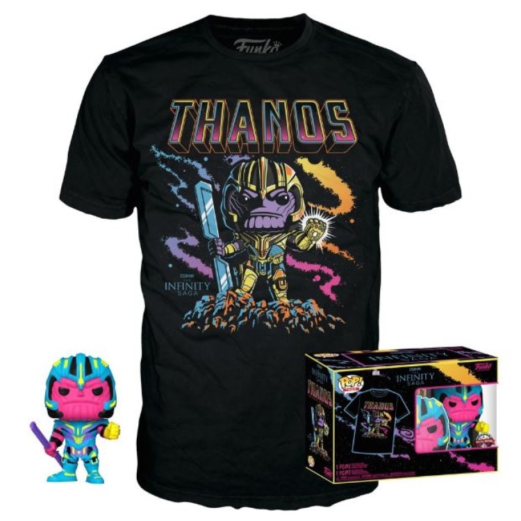 Funko Pop Tees T-shirt Marvel Studios Infinity Saga Thanos MEDIUM BLACKLIGHT